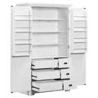 Whisen Meuble de cuisine autoportant de 183 cm de hauteur, grand placard de rangement pour salle à manger avec étagères de porte, étagères réglables
