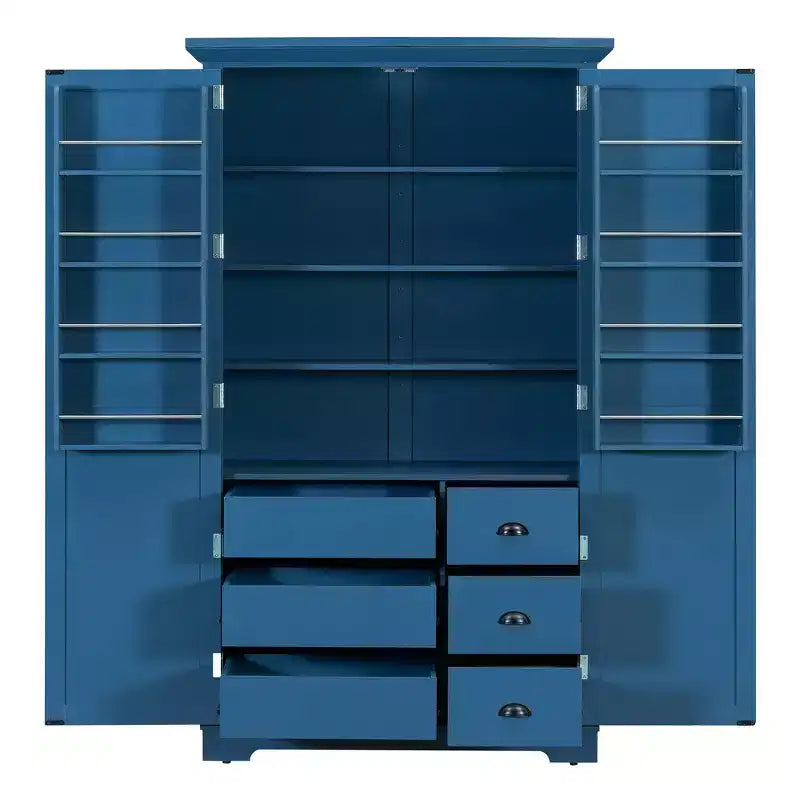 Whisen Meuble de cuisine autoportant de 183 cm de hauteur, grand placard de rangement pour salle à manger avec étagères de porte, étagères réglables