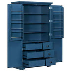 Whisen Meuble de cuisine autoportant de 183 cm de hauteur, grand placard de rangement pour salle à manger avec étagères de porte, étagères réglables
