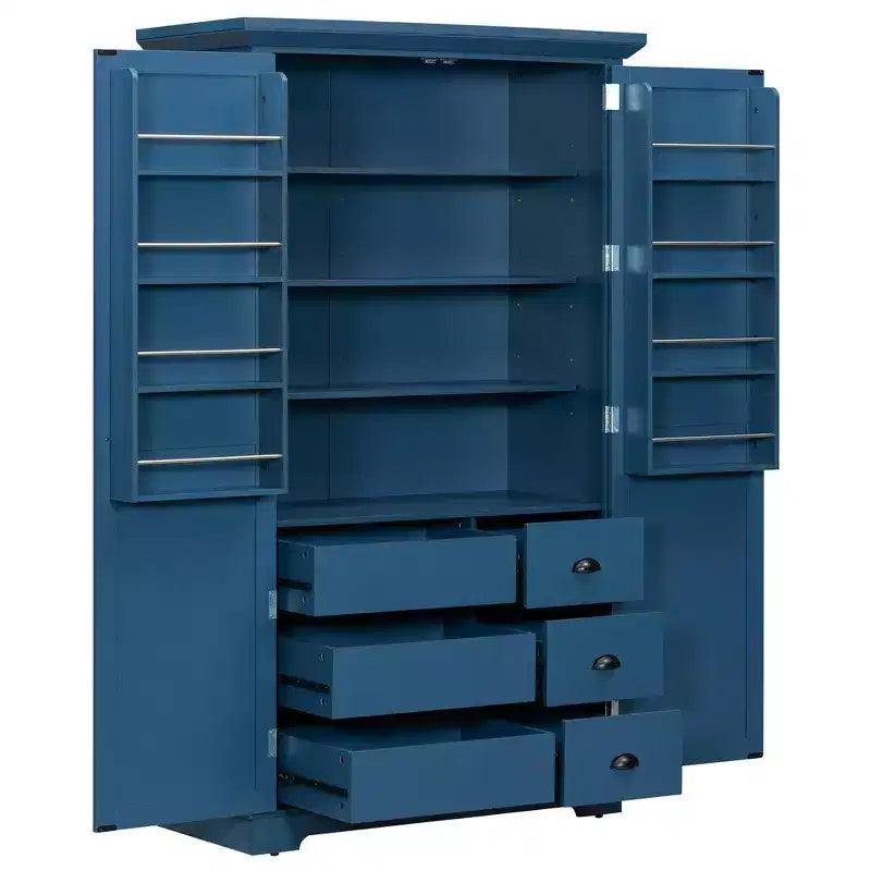 Whisen Meuble de cuisine autoportant de 183 cm de hauteur, grand placard de rangement pour salle à manger avec étagères de porte, étagères réglables