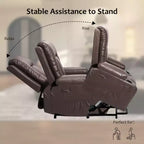 Fauteuil inclinable électrique avec fonction chauffante et massage, canapé de salon ergonomique en cuir PU - Dossier haut, siège rembourré, fauteuil de relaxation réglable