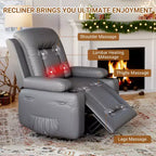Fauteuil inclinable électrique avec fonction chauffante et massage, canapé de salon ergonomique en cuir PU - Dossier haut, siège rembourré, fauteuil de relaxation réglable