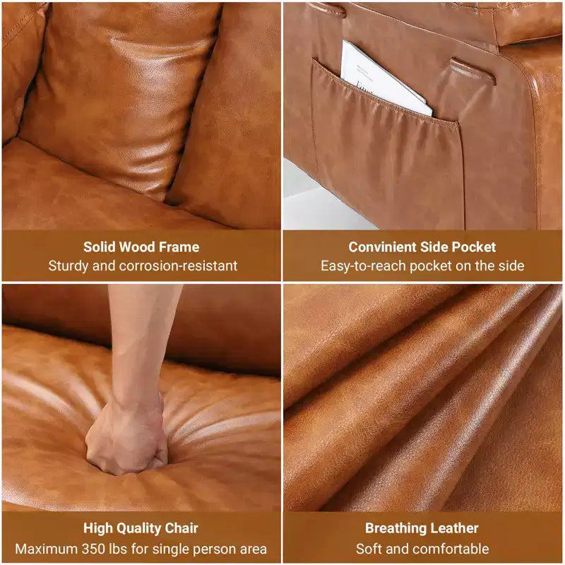 Fauteuil inclinable électrique avec fonction chauffante et massage, canapé de salon ergonomique en cuir PU - Dossier haut, siège rembourré, fauteuil de relaxation réglable