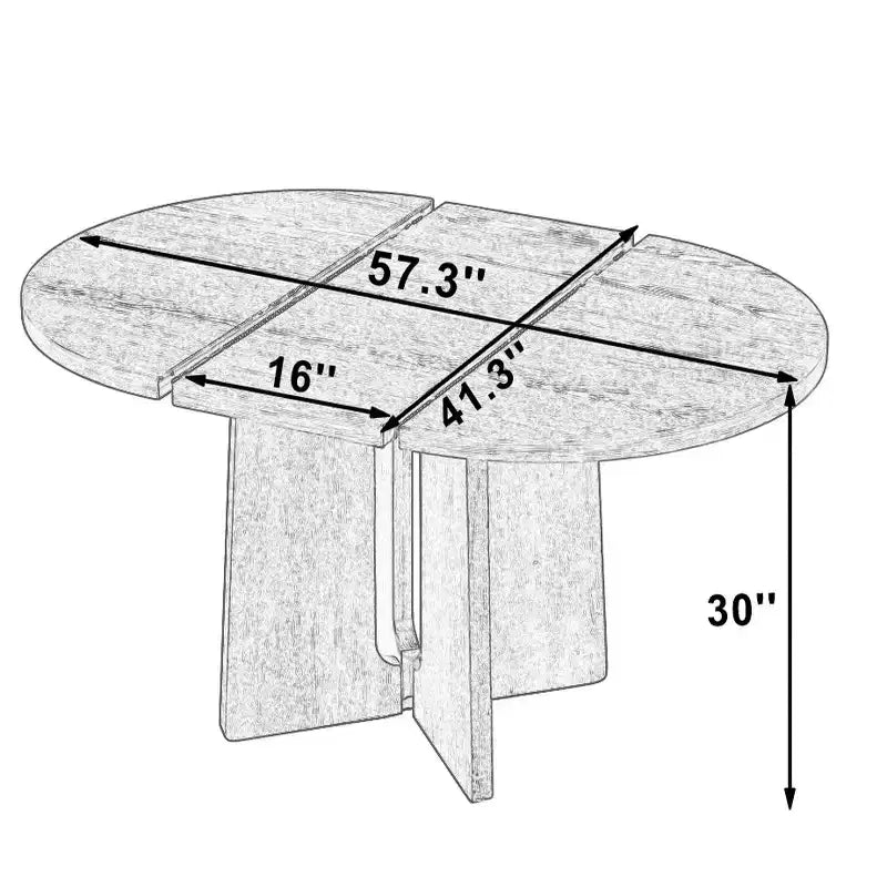 Table à manger ronde extensible Whisen Vintage, table de cuisine de style campagnard avec 1 rallonge amovible de 40 cm