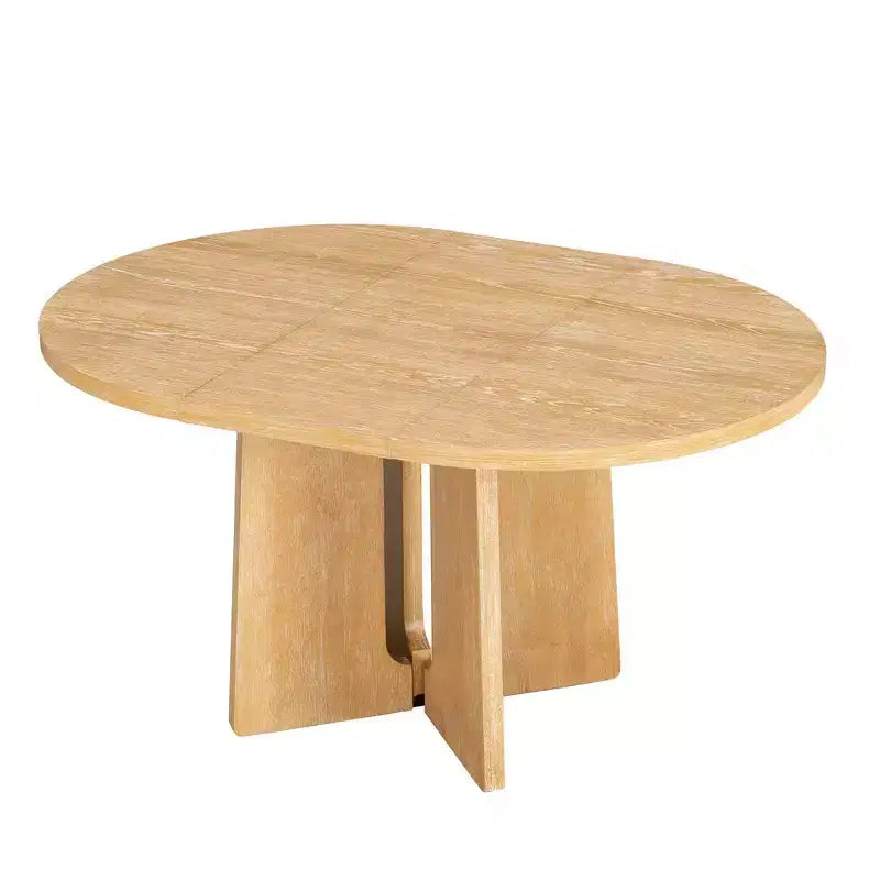 Table à manger ronde extensible Whisen Vintage, table de cuisine de style campagnard avec 1 rallonge amovible de 40 cm