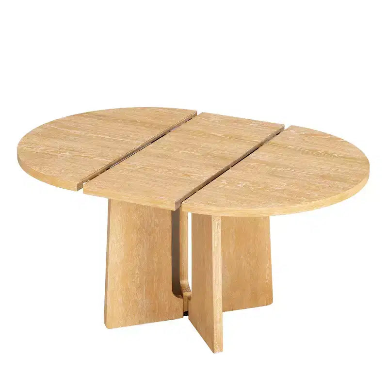 Table à manger ronde extensible Whisen Vintage, table de cuisine de style campagnard avec 1 rallonge amovible de 40 cm