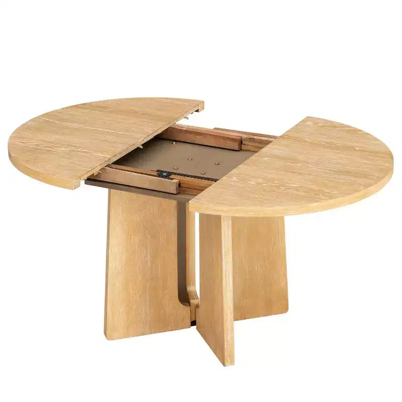 Table à manger ronde extensible Whisen Vintage, table de cuisine de style campagnard avec 1 rallonge amovible de 40 cm