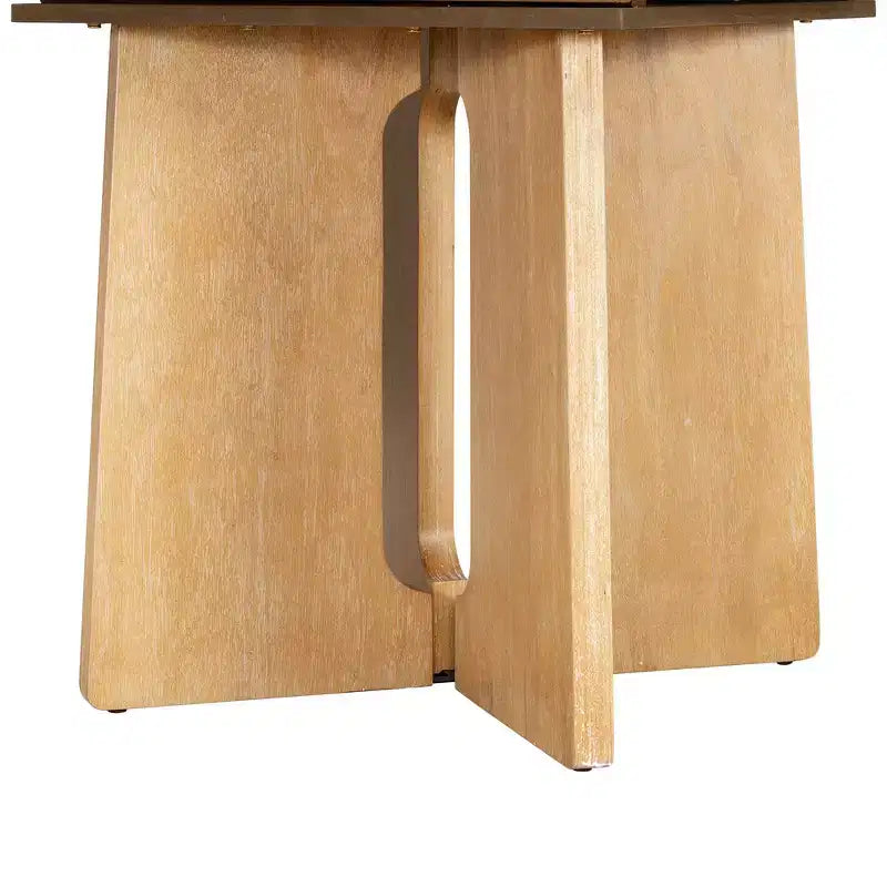 Table à manger ronde extensible Whisen Vintage, table de cuisine de style campagnard avec 1 rallonge amovible de 40 cm