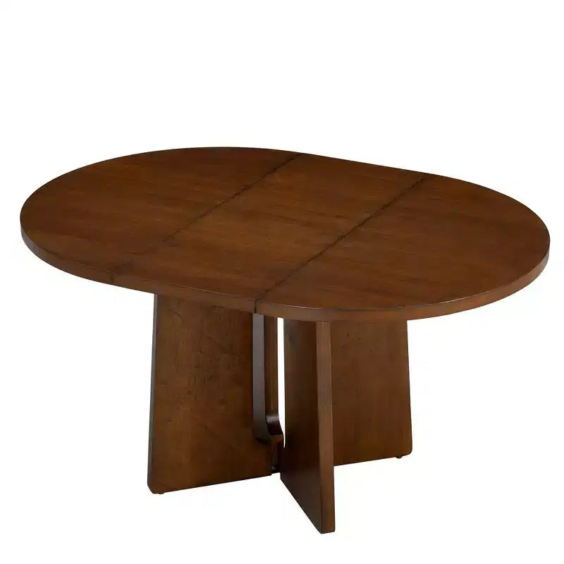 Table à manger ronde extensible Whisen Vintage, table de cuisine de style campagnard avec 1 rallonge amovible de 40 cm