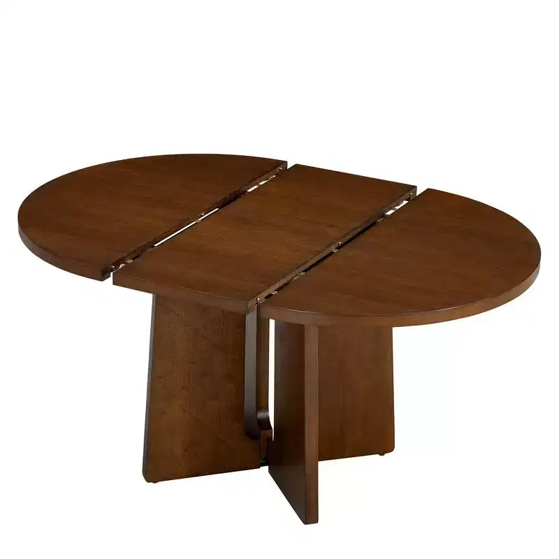 Table à manger ronde extensible Whisen Vintage, table de cuisine de style campagnard avec 1 rallonge amovible de 40 cm