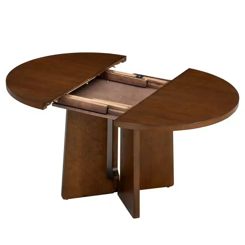 Table à manger ronde extensible Whisen Vintage, table de cuisine de style campagnard avec 1 rallonge amovible de 40 cm