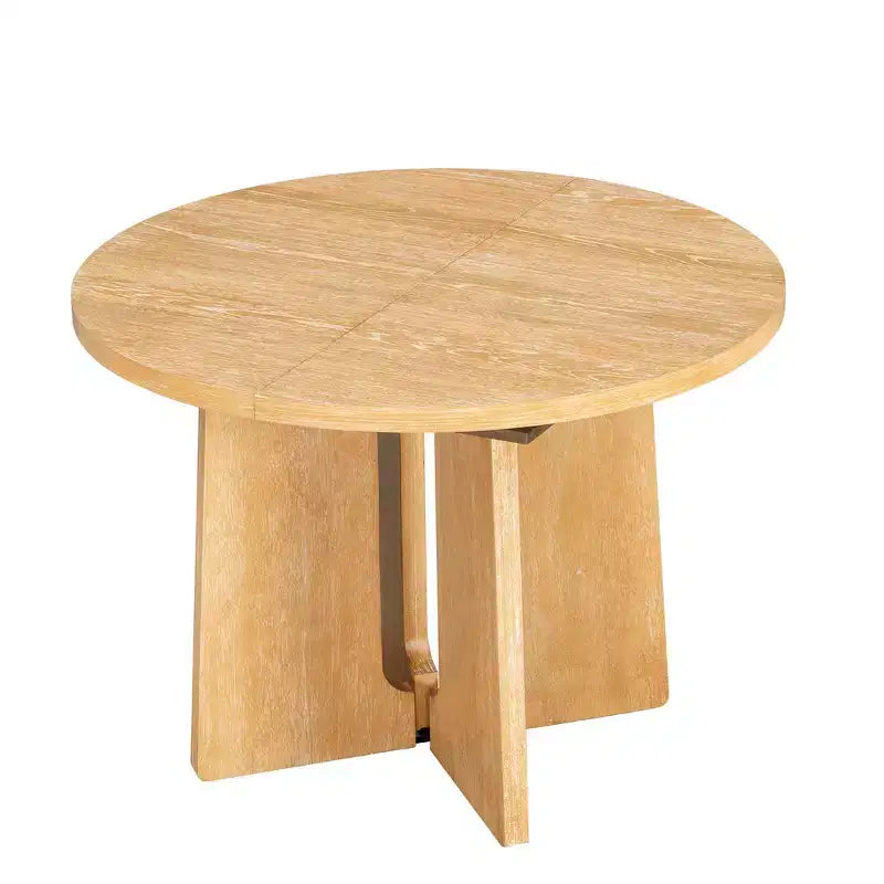 Table à manger ronde extensible Whisen Vintage, table de cuisine de style campagnard avec 1 rallonge amovible de 40 cm