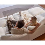 Canapé sectionnel modulaire Dyonery 120, canapé Cloud garni de duvet avec pouf de rangement, canapé d'angle surdimensionné avec 2 oreillers, canapés 3 places, beige