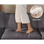 Canapé sectionnel modulaire Dyonery 120, canapé Cloud garni de duvet avec pouf de rangement, canapé d'angle surdimensionné avec 2 oreillers, canapés 3 places, beige