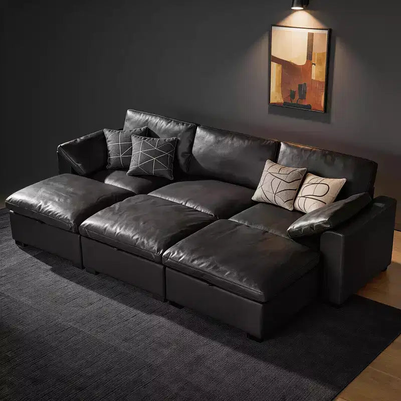 Canapé sectionnel modulaire Dyonery 120, canapé Cloud garni de duvet avec pouf de rangement, canapé d'angle surdimensionné avec 2 oreillers, canapés 3 places, beige