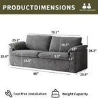 Dyonery 86 Cloud Causeuse, Canapés Causeuse en Velours Côtelé Beige pour Salon Assise Profonde, Coussins Accoudoirs Larges, Structure Robuste Design Ergonomique