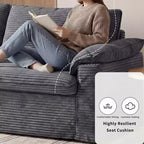 Dyonery 86 Cloud Causeuse, Canapés Causeuse en Velours Côtelé Beige pour Salon Assise Profonde, Coussins Accoudoirs Larges, Structure Robuste Design Ergonomique