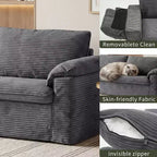 Dyonery 86 Cloud Causeuse, Canapés Causeuse en Velours Côtelé Beige pour Salon Assise Profonde, Coussins Accoudoirs Larges, Structure Robuste Design Ergonomique