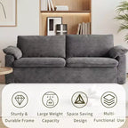 Dyonery 86 Cloud Causeuse, Canapés Causeuse en Velours Côtelé Beige pour Salon Assise Profonde, Coussins Accoudoirs Larges, Structure Robuste Design Ergonomique