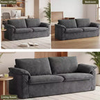 Dyonery 86 Cloud Causeuse, Canapés Causeuse en Velours Côtelé Beige pour Salon Assise Profonde, Coussins Accoudoirs Larges, Structure Robuste Design Ergonomique