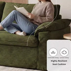 Dyonery 86 Cloud Causeuse, Canapés Causeuse en Velours Côtelé Beige pour Salon Assise Profonde, Coussins Accoudoirs Larges, Structure Robuste Design Ergonomique