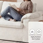 Dyonery 86 Cloud Causeuse, Canapés Causeuse en Velours Côtelé Beige pour Salon Assise Profonde, Coussins Accoudoirs Larges, Structure Robuste Design Ergonomique