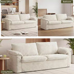 Dyonery 86 Cloud Causeuse, Canapés Causeuse en Velours Côtelé Beige pour Salon Assise Profonde, Coussins Accoudoirs Larges, Structure Robuste Design Ergonomique