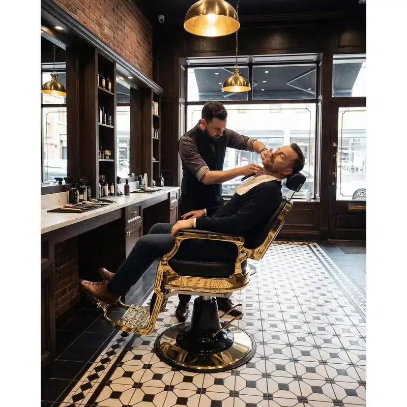 Fauteuil de Barbier Vintage pour Salon, Chaise de Salon Inclinable Robuste à 360° avec Appuie-tête et Repose-pieds Réglables, Supporte Jusqu'à 317 kg, pour Coiffeur et Esthéticienne