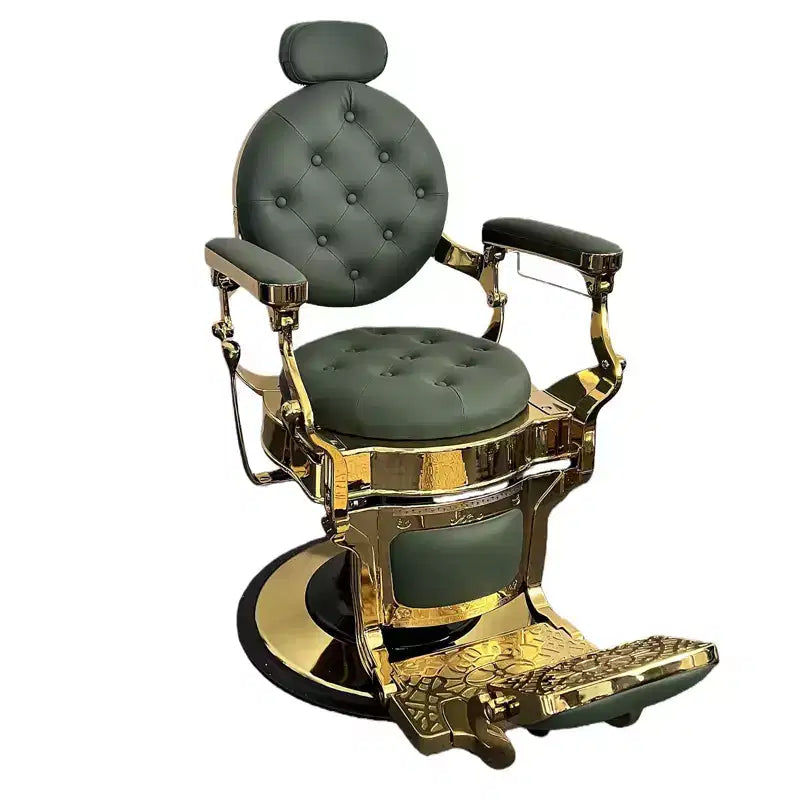 Fauteuil de Barbier Vintage pour Salon, Chaise de Salon Inclinable Robuste à 360° avec Appuie-tête et Repose-pieds Réglables, Supporte Jusqu'à 317 kg, pour Coiffeur et Esthéticienne