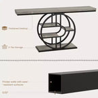 Console industrielle 55, Table d'entrée étroite à 5 niveaux avec cadre métallique et étagères de rangement multifonctionnelles pour salon et couloir