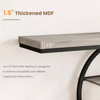 Console industrielle 55, Table d'entrée étroite à 5 niveaux avec cadre métallique et étagères de rangement multifonctionnelles pour salon et couloir