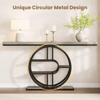 Console industrielle 55, Table d'entrée étroite à 5 niveaux avec cadre métallique et étagères de rangement multifonctionnelles pour salon et couloir