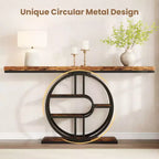 Console industrielle 55, Table d'entrée étroite à 5 niveaux avec cadre métallique et étagères de rangement multifonctionnelles pour salon et couloir