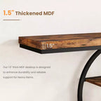 Console industrielle 55, Table d'entrée étroite à 5 niveaux avec cadre métallique et étagères de rangement multifonctionnelles pour salon et couloir