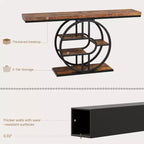 Console industrielle 55, Table d'entrée étroite à 5 niveaux avec cadre métallique et étagères de rangement multifonctionnelles pour salon et couloir