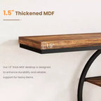 Console industrielle 55, Table d'entrée étroite à 5 niveaux avec cadre métallique et étagères de rangement multifonctionnelles pour salon et couloir