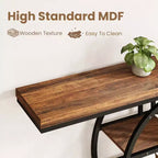 Console industrielle 55, Table d'entrée étroite à 5 niveaux avec cadre métallique et étagères de rangement multifonctionnelles pour salon et couloir