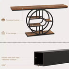Console industrielle 55, Table d'entrée étroite à 5 niveaux avec cadre métallique et étagères de rangement multifonctionnelles pour salon et couloir