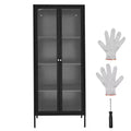 VEVOR Display Cabinet with Glass Door, 66 in Tall 4-Tier Lighted Display Case with 3 Lights, Metal Storage Cabinet 3 Shelves, Black