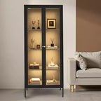 Vitrine d'exposition VEVOR avec porte vitrée, vitrine lumineuse de 167,64 cm de haut à 4 niveaux avec 3 lumières, armoire de rangement en métal à 3 étagères, noire