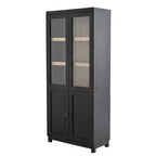 Meuble de présentation en bois de frêne de 189 cm avec portes vitrées et étagères réglables