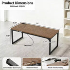 Bureau d'ordinateur d'angle Dyonery, cadre en métal, rechargeable, plateau épais, adapté à une utilisation au bureau dans les salons