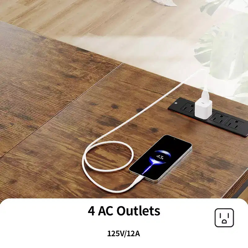 Bureau d'ordinateur d'angle Dyonery, cadre en métal, rechargeable, plateau épais, adapté à une utilisation au bureau dans les salons