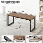 Bureau d'ordinateur d'angle Dyonery, cadre en métal, rechargeable, plateau épais, adapté à une utilisation au bureau dans les salons