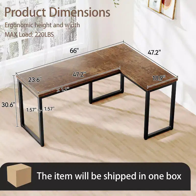 Bureau d'ordinateur d'angle Dyonery, cadre en métal, rechargeable, plateau épais, adapté à une utilisation au bureau dans les salons