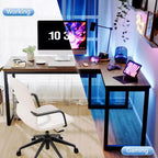 Bureau d'ordinateur d'angle Dyonery, cadre en métal, rechargeable, plateau épais, adapté à une utilisation au bureau dans les salons