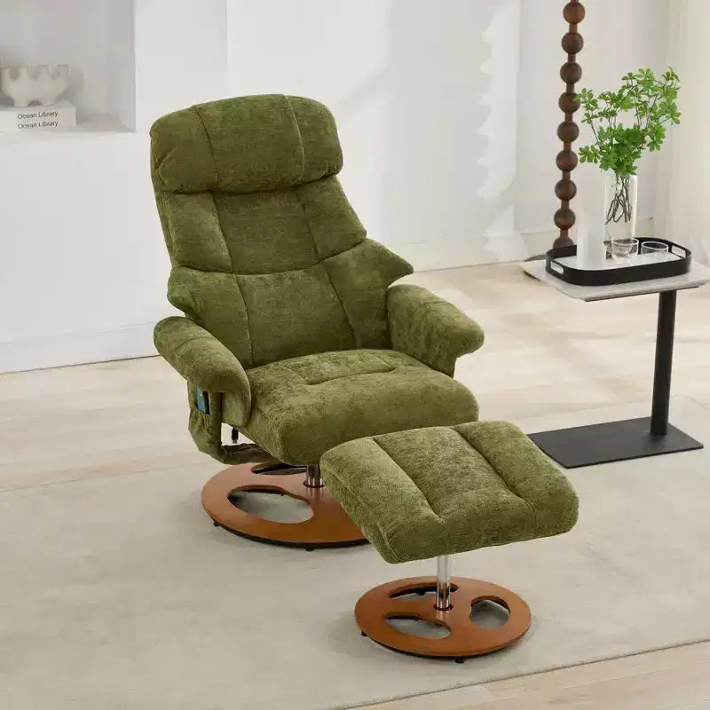 Fauteuil inclinable pivotant ergonomique GDFStudio Mirna en tissu chenille avec ottoman