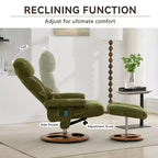 Fauteuil inclinable pivotant ergonomique GDFStudio Mirna en tissu chenille avec ottoman