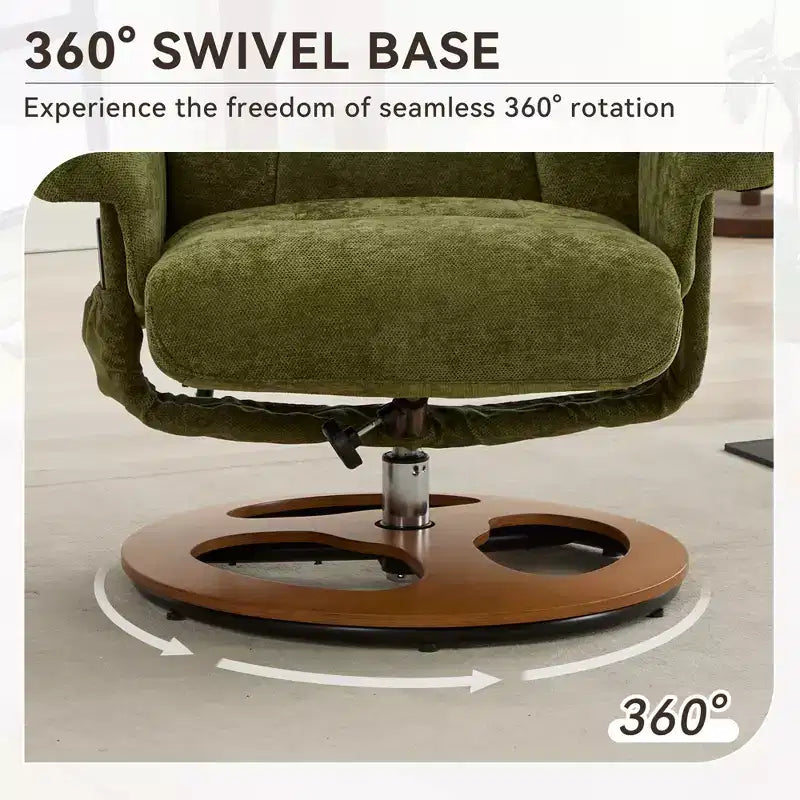 Fauteuil inclinable pivotant ergonomique GDFStudio Mirna en tissu chenille avec ottoman