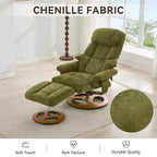 Fauteuil inclinable pivotant ergonomique GDFStudio Mirna en tissu chenille avec ottoman